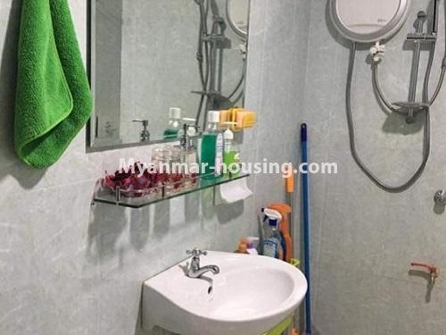 Myanmar real estate - for sale property - No.3467 - Finished and Decorated 2BHK Mahar Swe Condominium Room for sale in Hlaing! - bathroom view