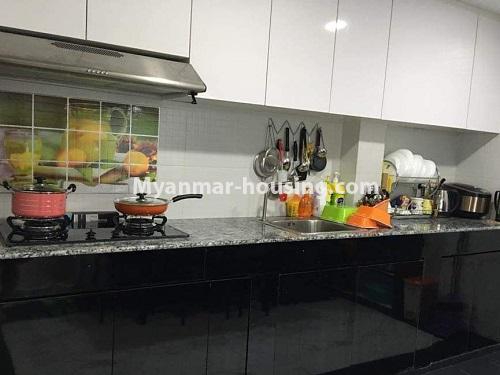 Myanmar real estate - for sale property - No.3467 - Finished and Decorated 2BHK Mahar Swe Condominium Room for sale in Hlaing! - kitchen view