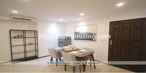 Myanmar real estate - for sale property - No.3471 - Furnished 2BHK Space Condominium Room for sale in Yankin! - dining area view