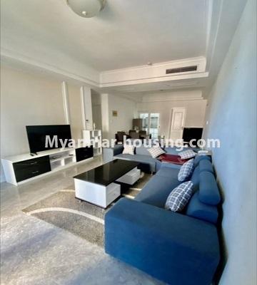 缅甸房地产 - 出售物件 - No.3506 - Two bedroom Golden City Condominium room for sale in Yankin! - livingroom