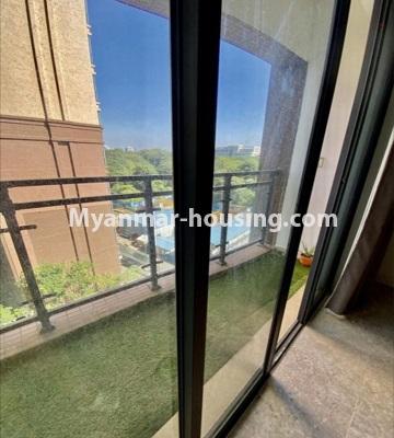 Myanmar real estate - for sale property - No.3506 - Two bedroom Golden City Condominium room for sale in Yankin! - balcony